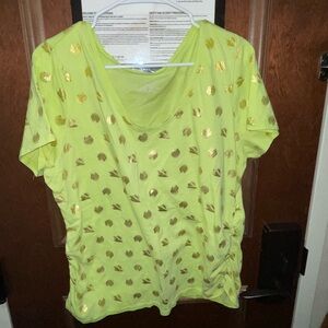 Lane Bryant Lime Green Top with Gold Seashells Size 18/20